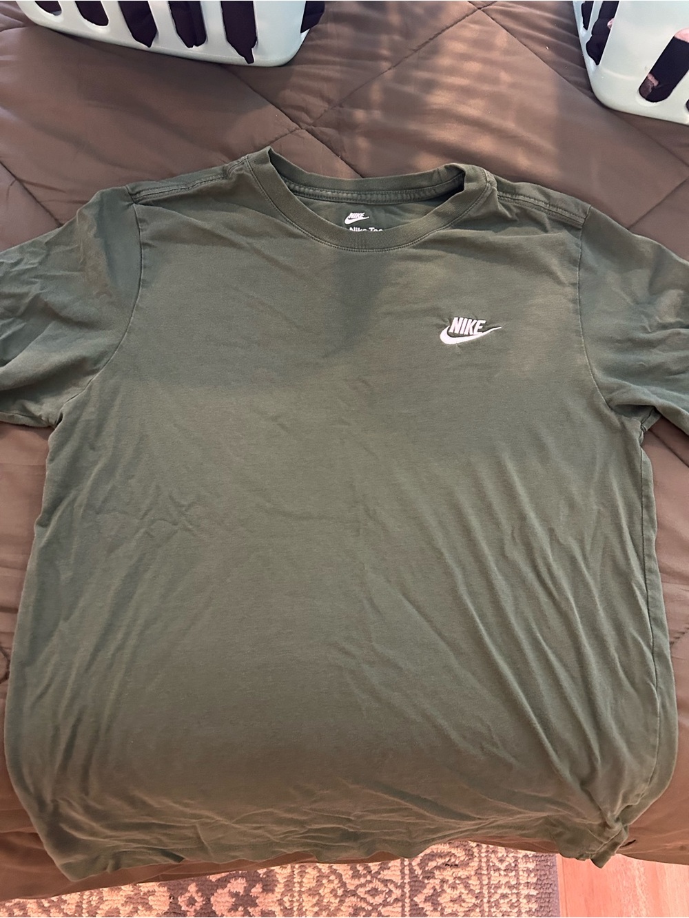 Nike Olive Green Small Swoosh Crew T-Shirt